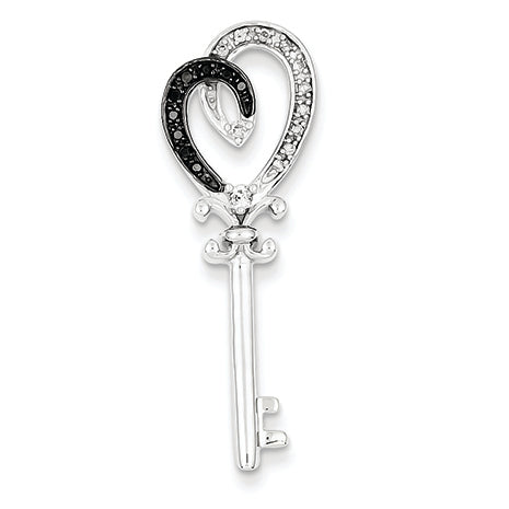 0.1 Carat 14K White Gold Heart Key Pendant