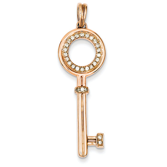 0.2 Carat 14K Gold Rose Gold Diamond Key Pendant