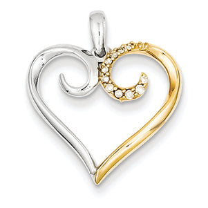 0.1 Carat 14K Gold Two-tone Diamond Heart Pendant