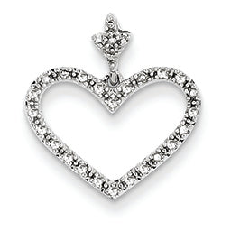 0.1 Carat 14K White Gold Diamond Heart Pendant