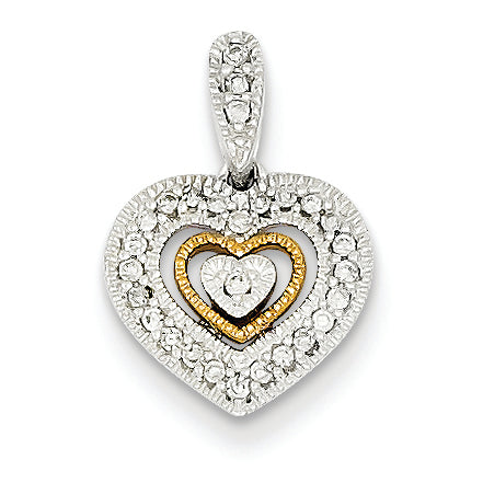 0.1 Carat 14K Gold Two-tone Diamond Heart Pendant