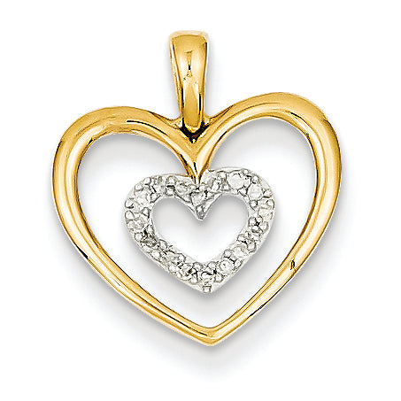 0.1 Carat 14K Gold Two-tone Diamond Heart Pendant