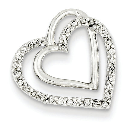 0.1 Carat 14K White Gold Diamond Double Heart Pendant