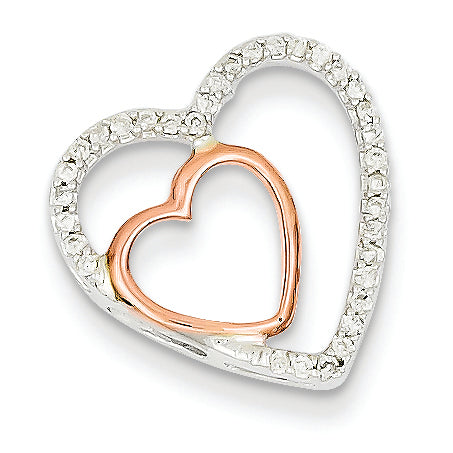 0.1 Carat 14K Gold Two-tone White & Rose Gold Diamond Heart Pendant