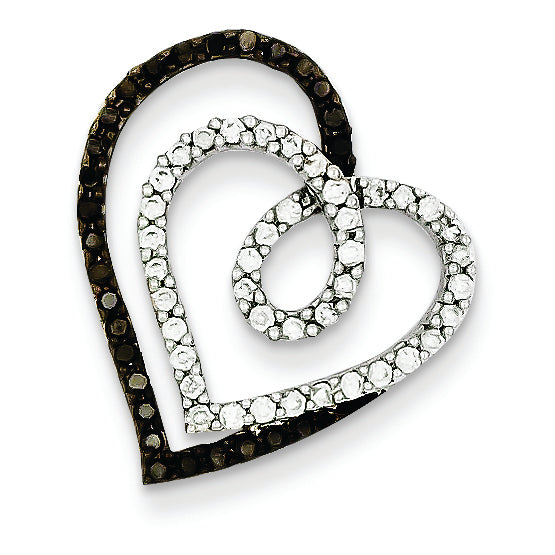 0.4 Carat 14K White Gold Black & White Diamond Heart Pendant