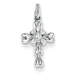 0.1 Carat 14K White Gold Diamond Cross Pendant