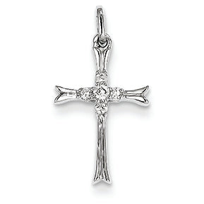 0.1 Carat 14K White Gold Diamond Cross Pendant