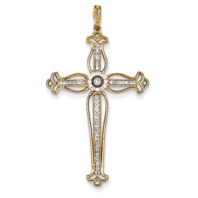 0.3 Carat 14K Gold Yellow Gold Diamond Cross Pendant