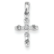 0.2 Carat 14K White Gold Diamond Cross Pendant