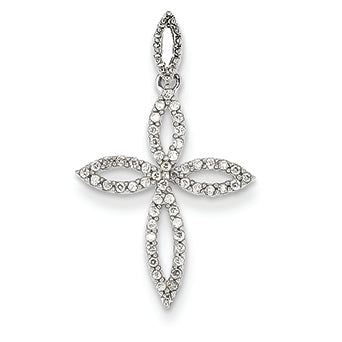 0.2 Carat 14K White Gold Diamond Cross Pendant