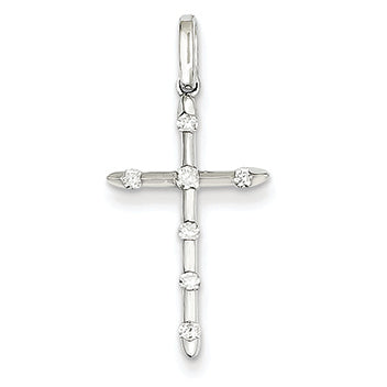0.1 Carat 14K White Gold Diamond Cross Pendant