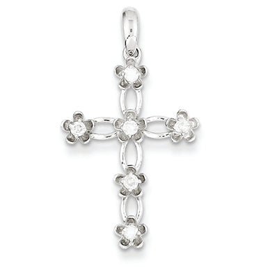 0.2 Carat 14K White Gold Diamond Cross Pendant