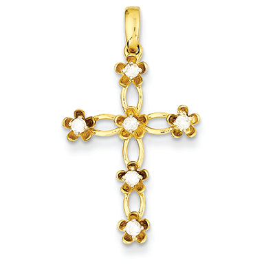 0.2 Carat 14K Gold Yellow Gold Diamond Cross Pendant