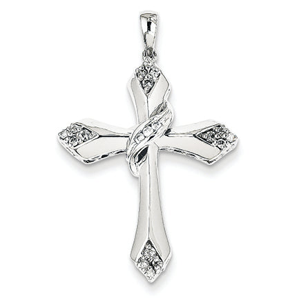 0.2 Carat 14K White Gold Diamond Cross Pendant