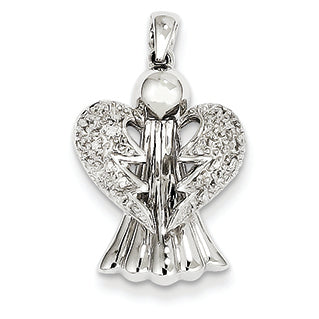 0.1 Carat 14K White Gold Diamond Angel Pendant