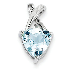 1.6 Carat 14K White Gold Blue Topaz and White Topaz Trillion Pendant