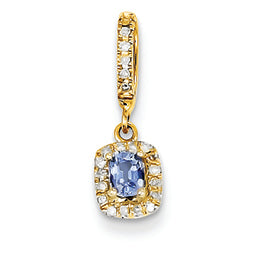 0.4 Carat 14K Gold Diamond and Lt Blue Sapphire Pendant
