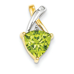 1.4 Carat 14K Gold Peridot and White Topaz Trillion Pendant