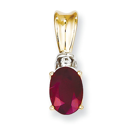 1.1 Carat 14K Gold Diamond & Ruby Pendant