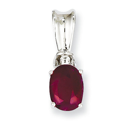 1.1 Carat 14K White Gold Diamond & Ruby Pendant
