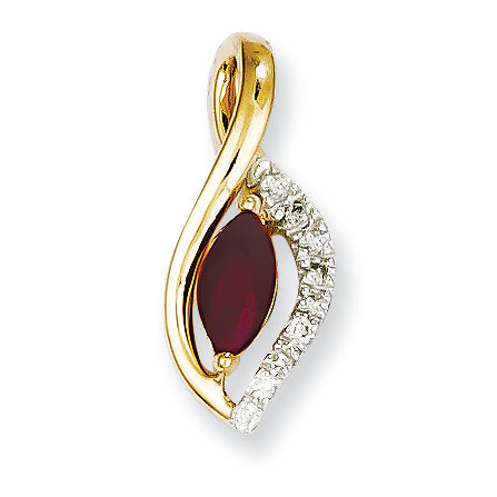 0.4 Carat 14K Gold Diamond & Ruby Pendant