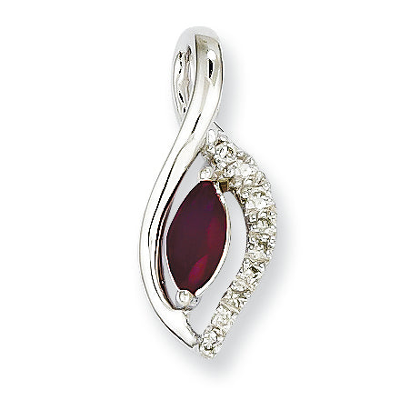 0.4 Carat 14K White Gold Diamond & Ruby Pendant