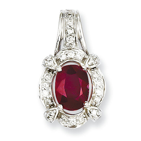 1.2 Carat 14K White Gold Diamond & Ruby Pendant