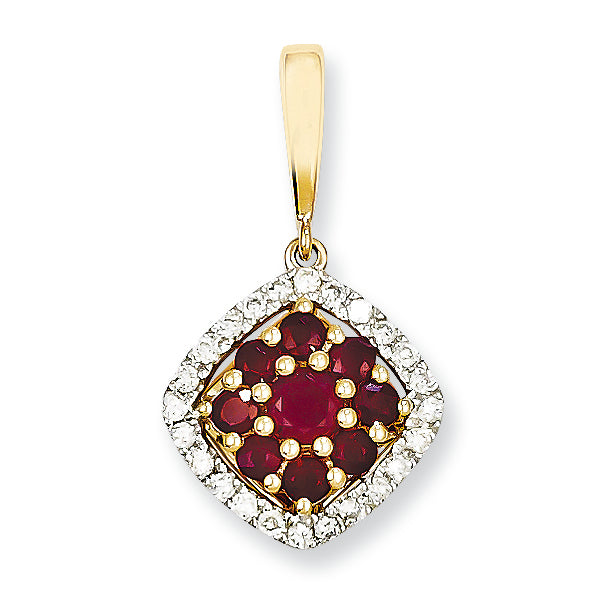 0.9 Carat 14K Gold Diamond & Ruby Pendant