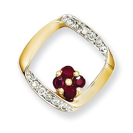 0.3 Carat 14K Gold Diamond & Ruby Pendant