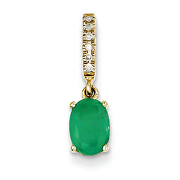 0.8 Carat 14K Gold Diamond and Emerald Pendant