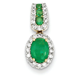 1.2 Carat 14K Gold Diamond & Emerald Pendant
