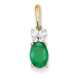 1 Carat 14K Gold Diamond & Emerald Pendant
