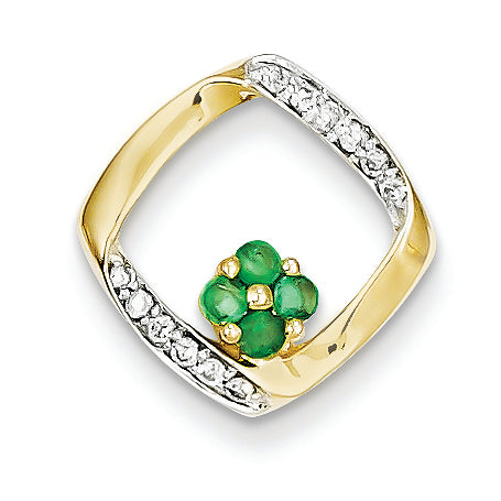 0.3 Carat 14K Gold Diamond & Emerald Pendant