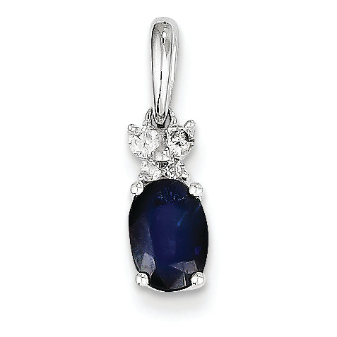 1.2 Carat 14K White Gold Diamond & Sapphire Pendant