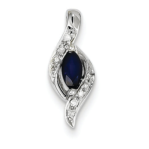 0.4 Carat 14K White Gold Diamond & Sapphire Pendant