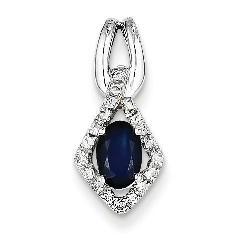 0.8 Carat 14K White Gold Diamond & Sapphire Pendant