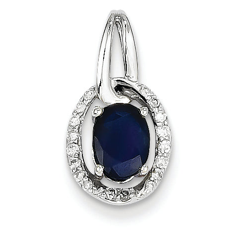 1.2 Carat 14K White Gold Diamond & Sapphire Pendant