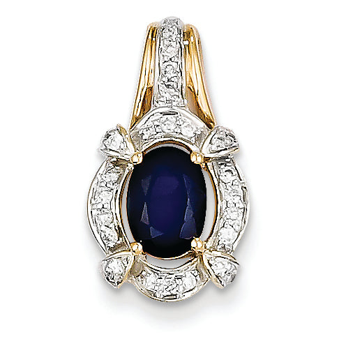 1.3 Carat 14K Gold Diamond & Sapphire Pendant