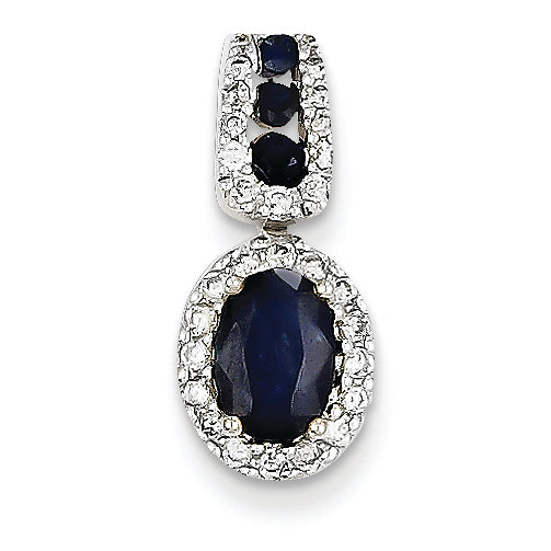 0.5 Carat 14K White Gold Diamond & Sapphire Pendant