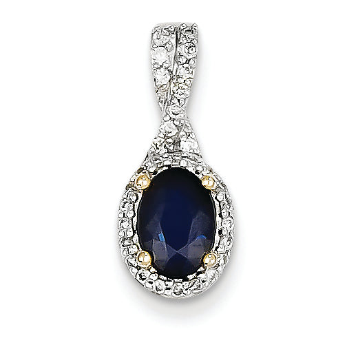 1.2 Carat 14K Gold Diamond & Sapphire Pendant