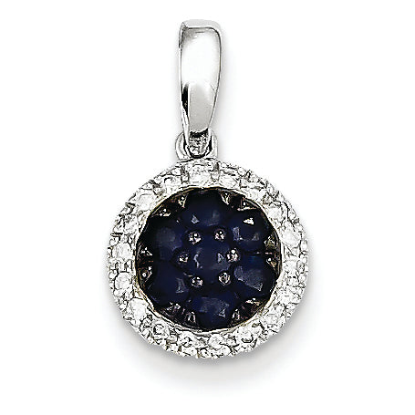 0.6 Carat 14K White Gold Diamond & Sapphire Circle Pendant