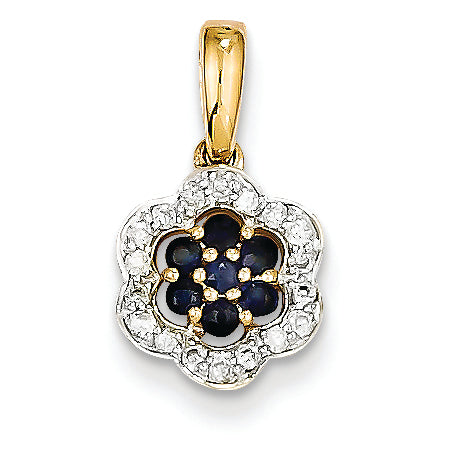 0.3 Carat 14K Gold Diamond & Sapphire Pendant