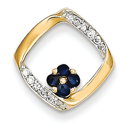 0.3 Carat 14K Gold Diamond & Sapphire Pendant