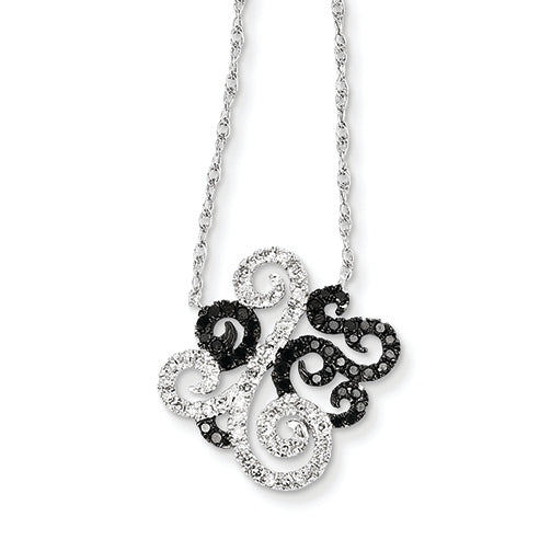 0.5 Carat 14K White Gold w/ Black and White Diamond Fancy Pendant