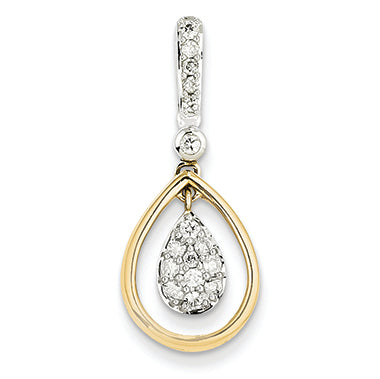 0.3 Carat 14K Gold Two-tone Diamond Dangle Pendant