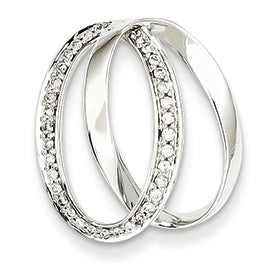 0.2 Carat 14K White Gold Diamond Double Oval Pendant