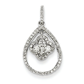 0.5 Carat 14K White Gold Diamond Teardrop Pendant
