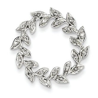 0.2 Carat 14K White Gold & Diamond Circle Leaf Pendant Slide