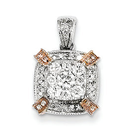 0.5 Carat 14K Gold White & Rose Rhodium Diamond Pendant