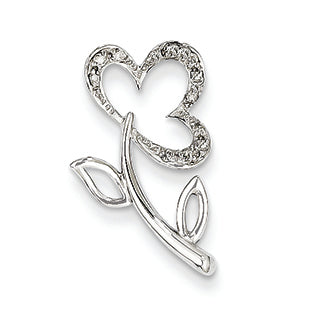 0.1 Carat 14K White Gold & Diamond Flower Pendant Slide